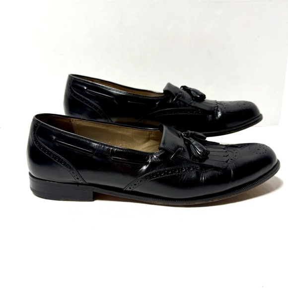 Mezlan‎ Antonio Black Leather Shoes Mens Size 9.5M Tassel  Loafers Wingtip main image 5